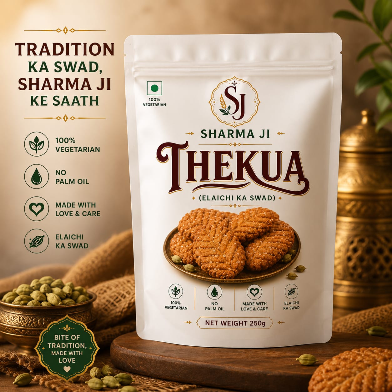 Sharma Ji Swadisht Maida Thekua — branded pack close-up