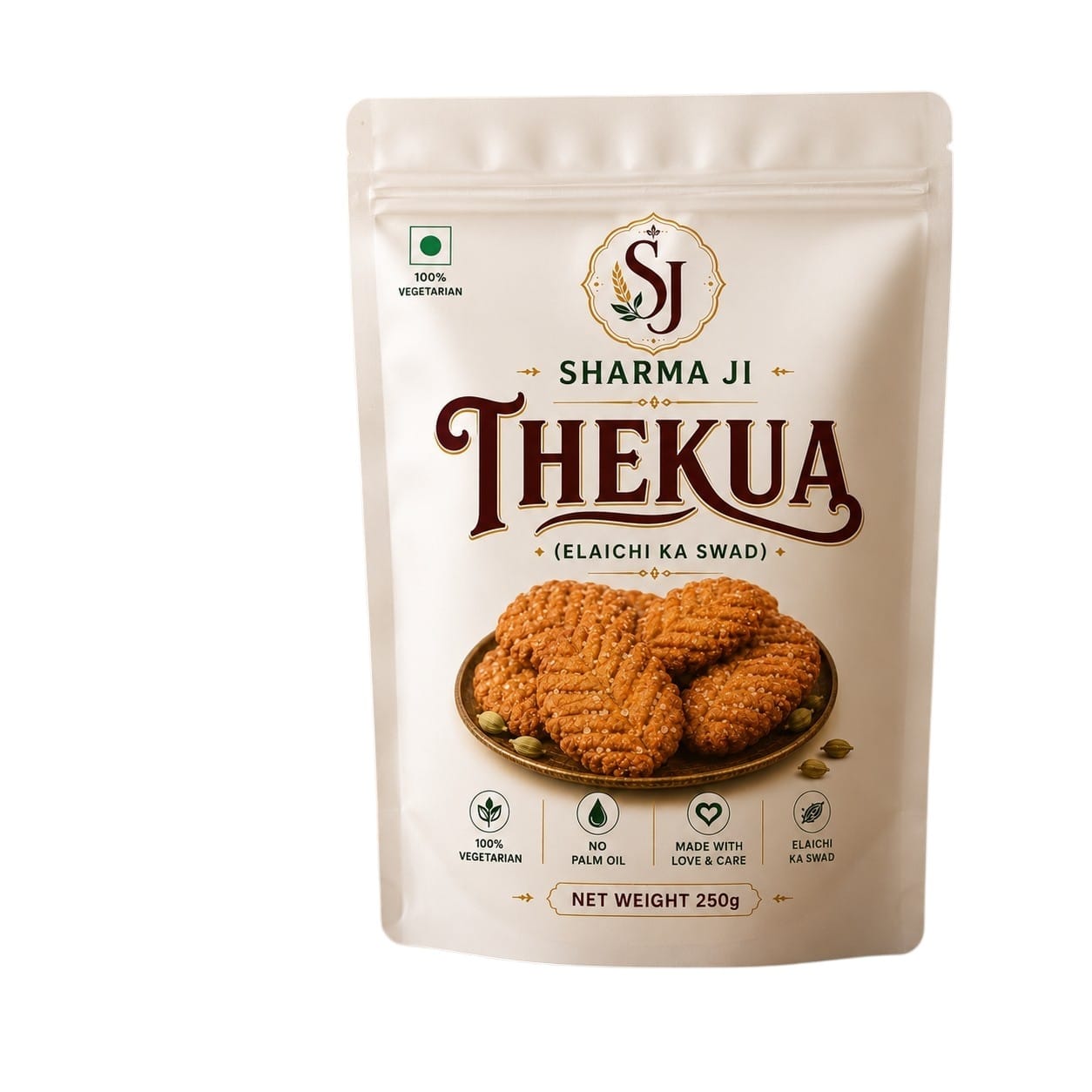 Sharma Ji Thekua — ingredients and nutrition label for 250gm and 500gm packs